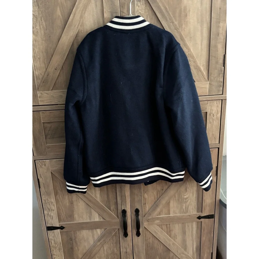 GapKidsBoys Varsity Jacket Navy Blue Wool Blend Bomber Letterman L 10 428484-00-